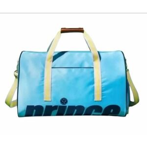Prince Tennis Duffle Bag Light Blue Yellow Trim Travel Gym Sport Carry On